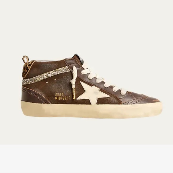 NEW GOLDEN GOOSE Midstar Mixed Leather Leopard Mid-Top Sneakers $645 SIZE 39 US9 - Picture 11 of 16